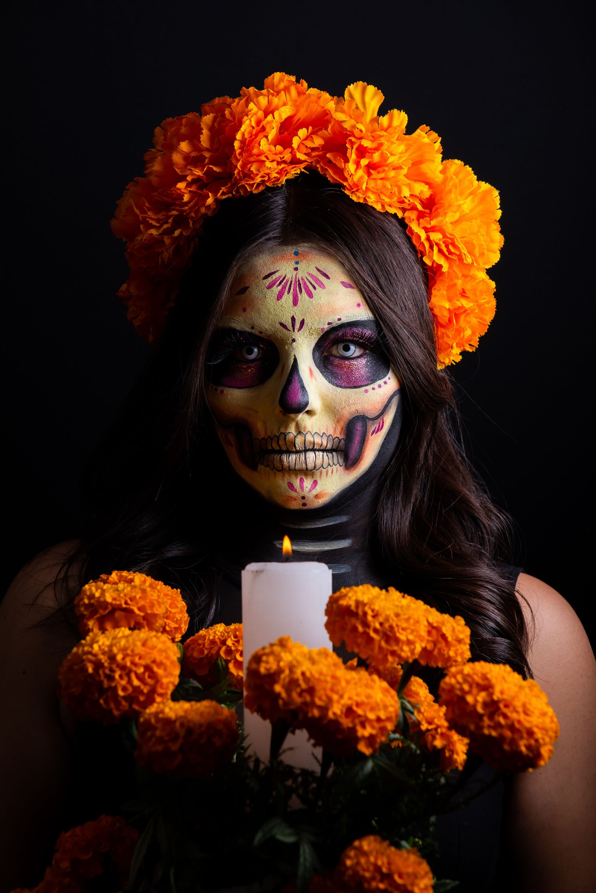 Woman painted as Catrina